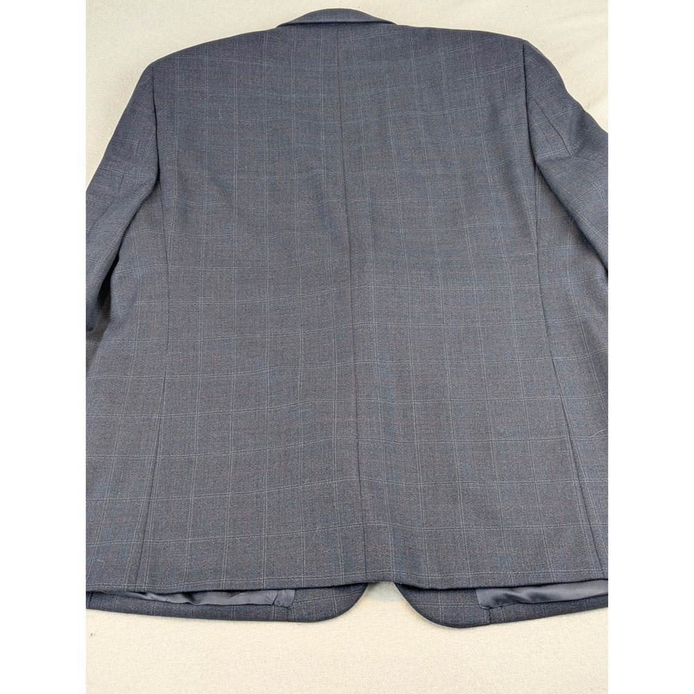 Pronto Uomo‎ Mens 48 Regular Gray Windowpane Notched Lapel Wool Blazer Jacket - Picture 6 of 15